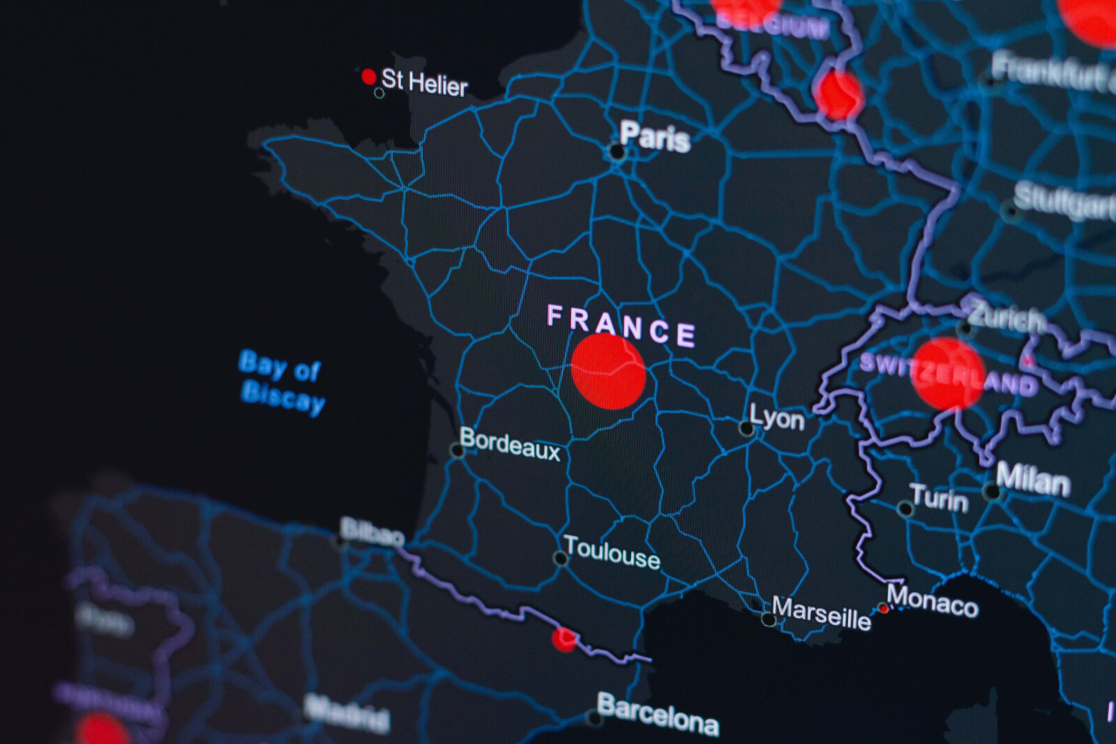 world map france hot spots